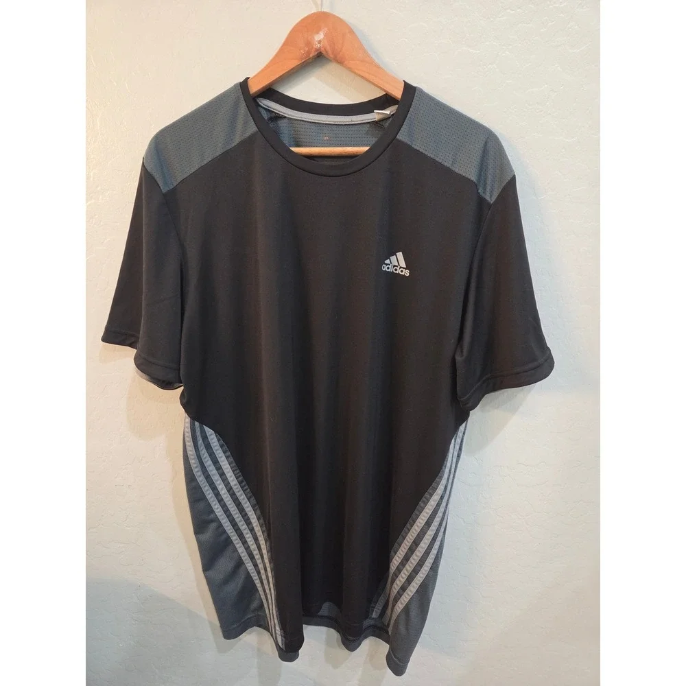 Adidas Climacool Mens Black Grey Short Sleeve Training Shirt F86275 Size L